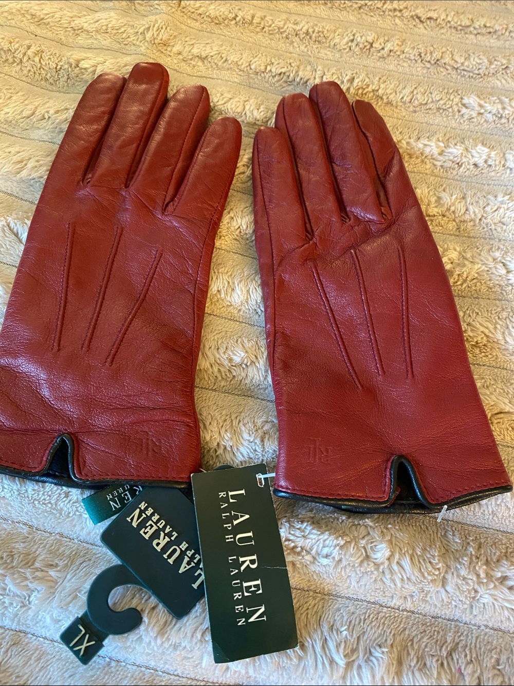 Lauren Ralph Lauren Burgundy Leather Gloves
